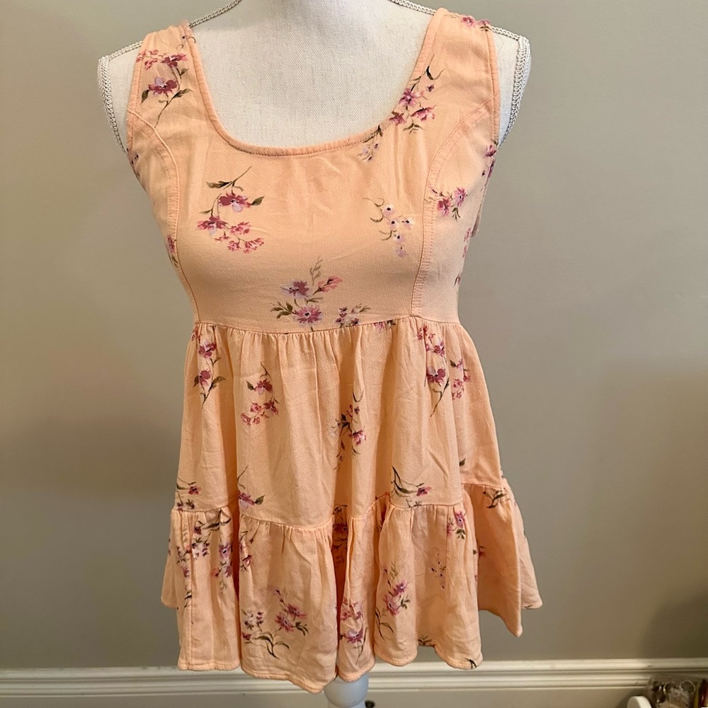 Floral Peach Sleeveless Top
